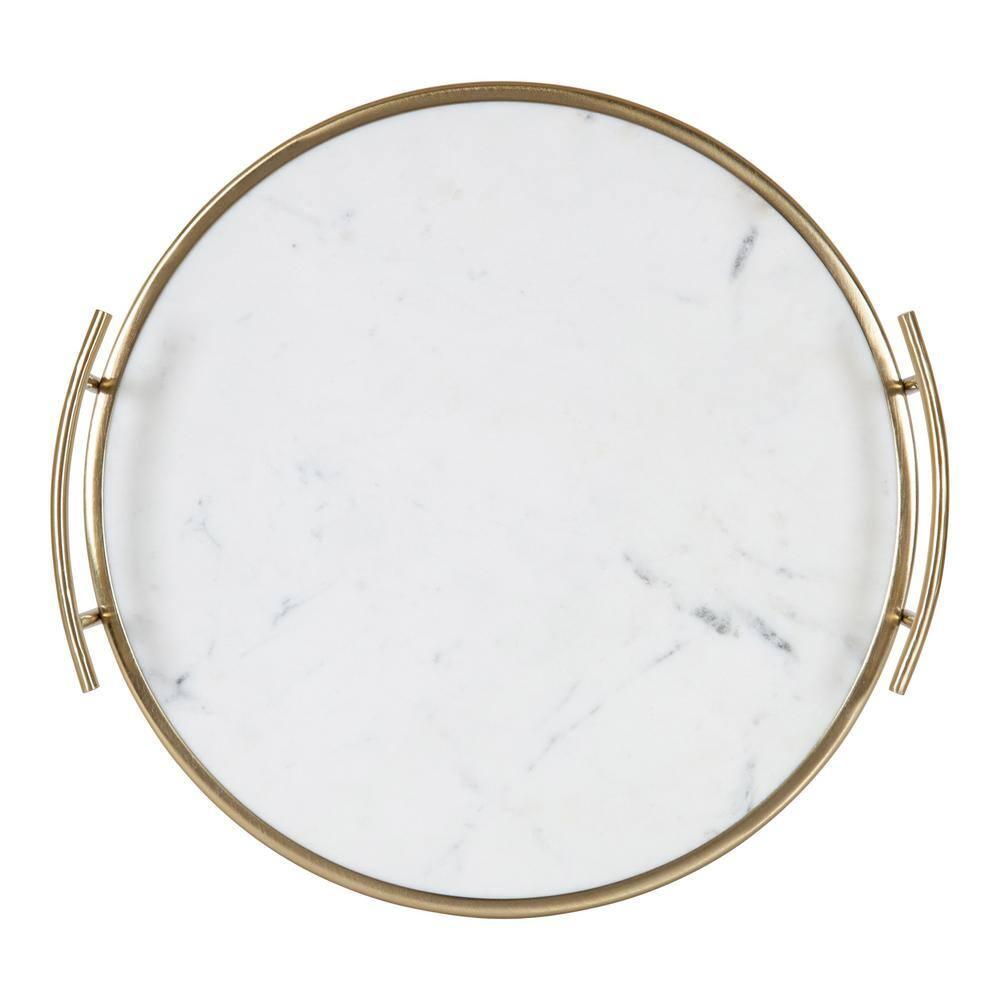 Kate and Laurel Marbury Tray, 14" Diameter, Gold