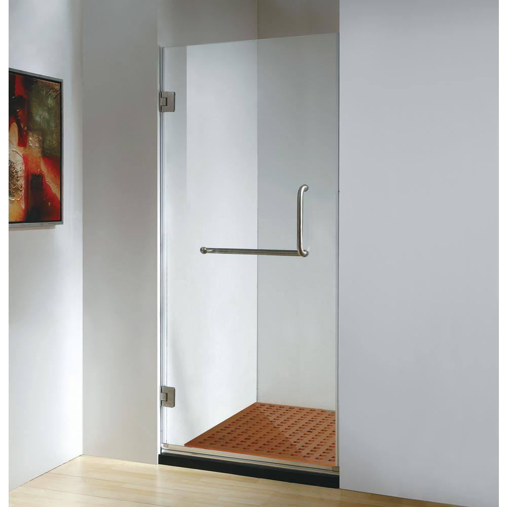 30 in. W x 79 in. H Frameless Hinged Shower Door in Clear Glass - Left Hand Swing