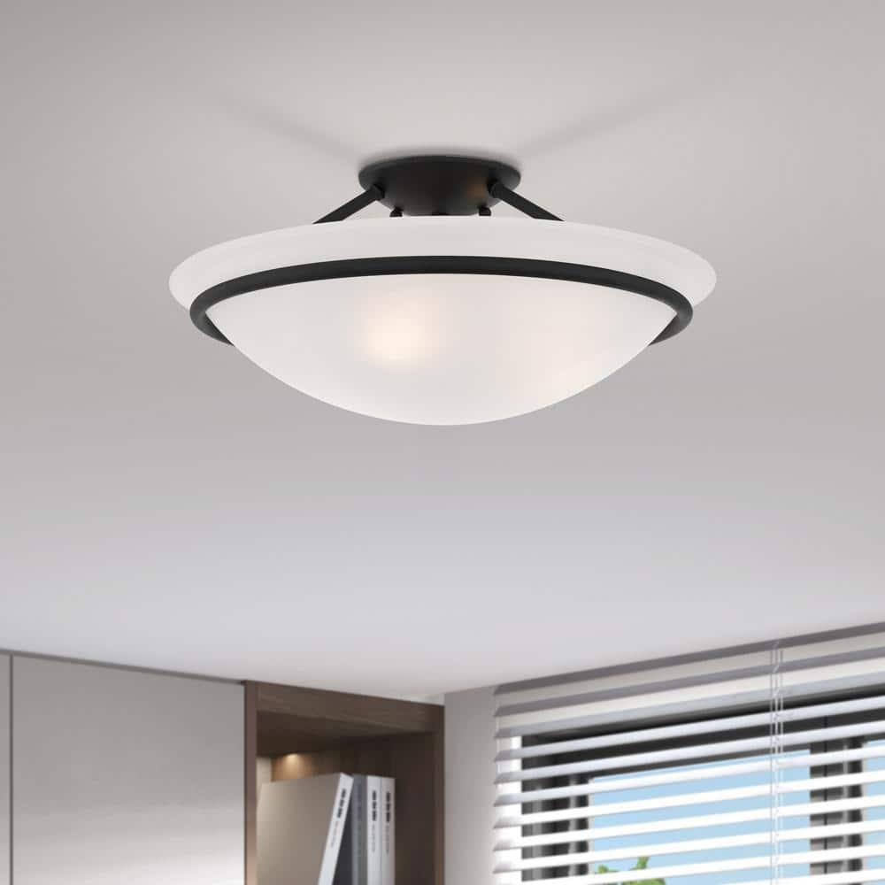 Livex Lighting Newburgh 3 - Light Semi-Flush Mount in Black