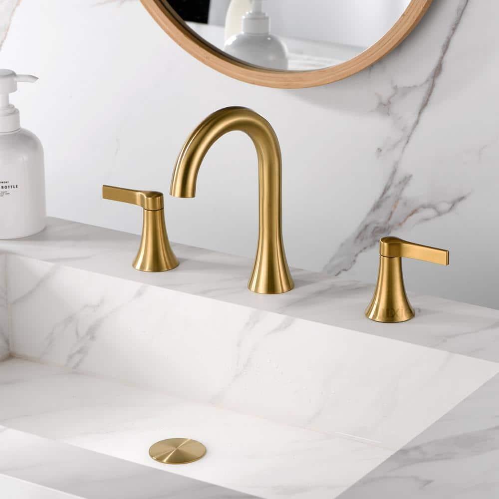 Widespread Bathroom Faucet with Drain Assembly
