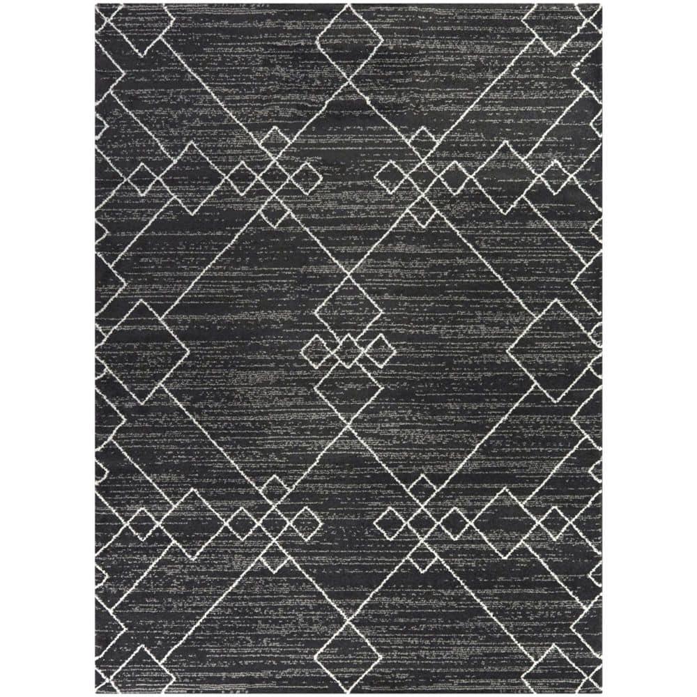 7'10"x10' Alberto Transitional Geometric Rug Black - Balta Rugs: Large Indoor Area, Stain-Repellent, Low Pile