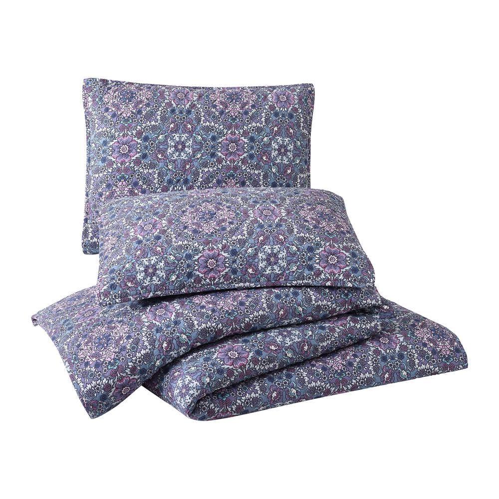 Modern Heirloom Lavender Florals 100% Cotton Purple Quilt Set