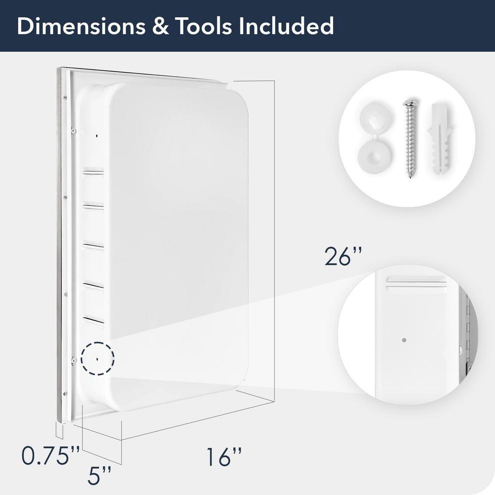 Head West Recessed Medicine Cabinet with Mirror - Brushed Nickel & Chrome Framed Beveled Edge Stainless Steel Bathroom Mirror with Storage - 16" x 26"