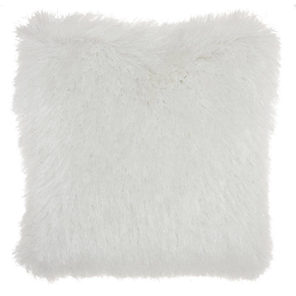 20"x20" Oversize Down Filled Faux Fur Square Throw Pillow White - Saro Lifestyle