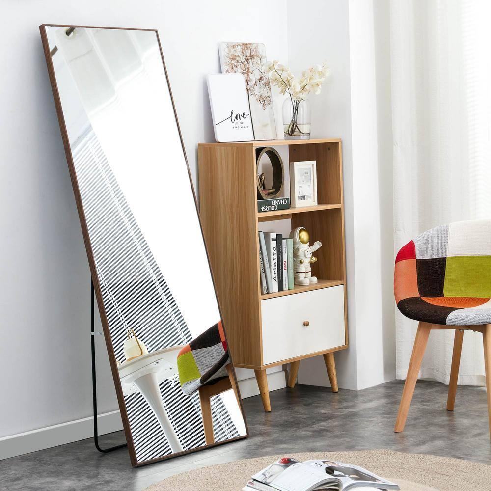 2025 New 65" x 23" Full Length Mirror, Wall/Floor Mounted Dressing Mirror with Wooden Frame, Decorative Mirror for Living Room, Bedroom, Cloakroom