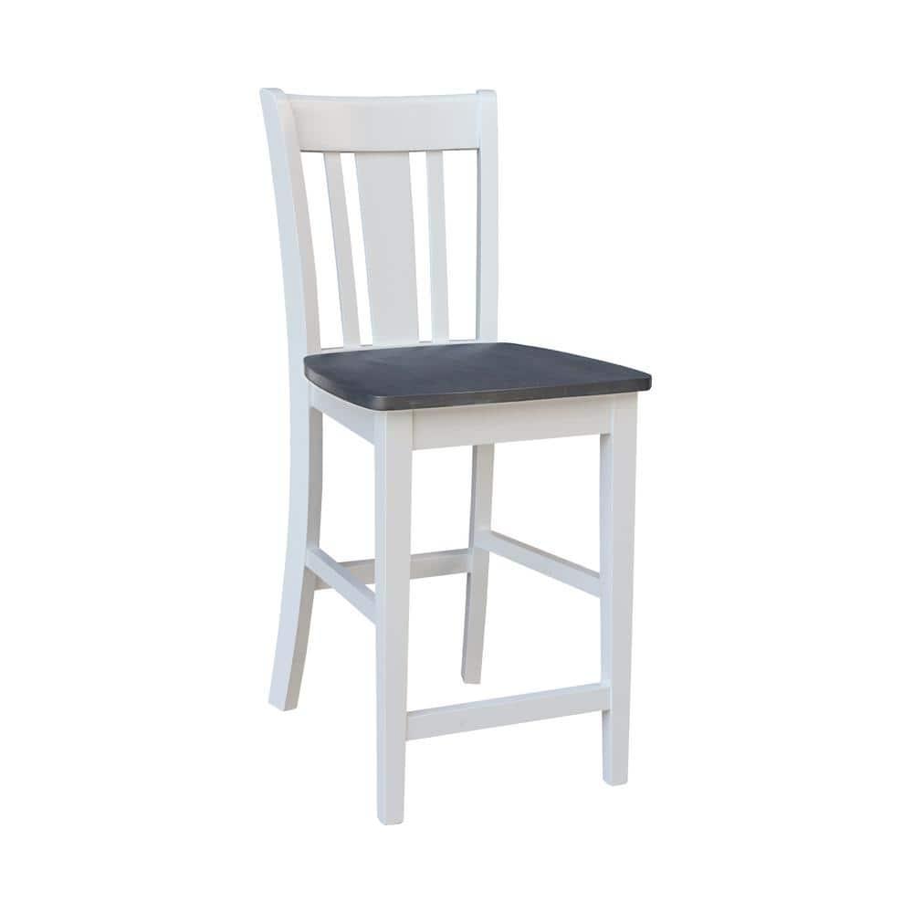 24" San Remo Counter Height Barstool White - International Concepts: Hardwood Frame, Armless Design, Fixed Seat