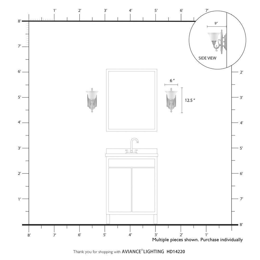 Livex Lighting French Regency 1 - Light Vanity in  Polished Chrome
