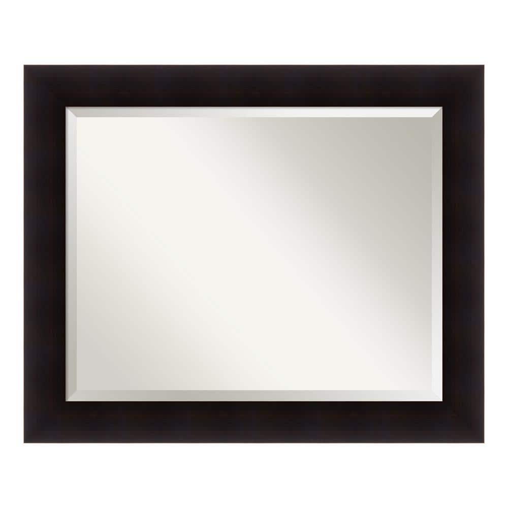 Amanti Art Beveled Wood Bathroom Wall Mirror - Portico Espresso Frame Outer Size: 34 x 28 in