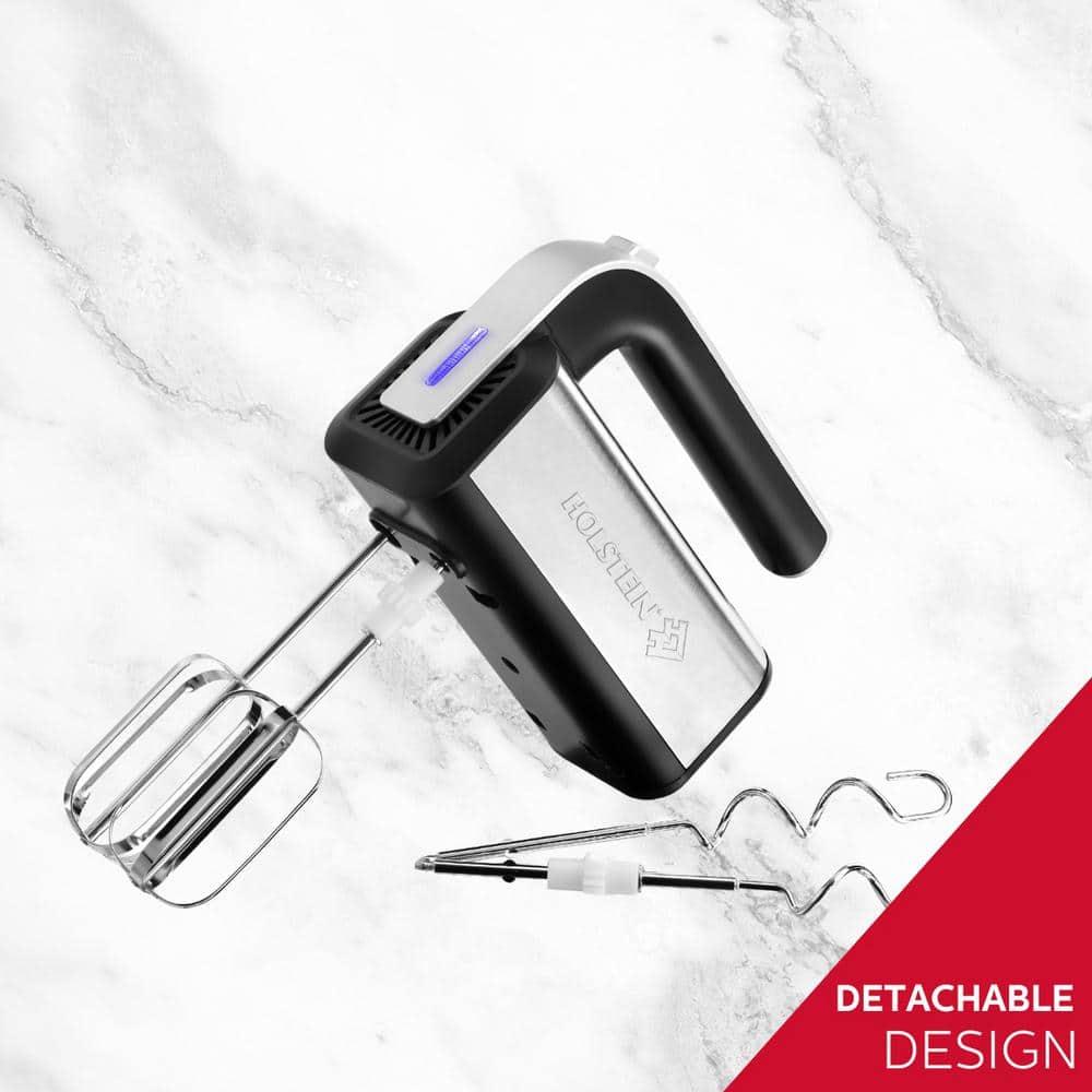 Holstein Housewares 2.9 QT 5-Speed Hand and Stand Mixer with LED Light, Black/Stainless Steel