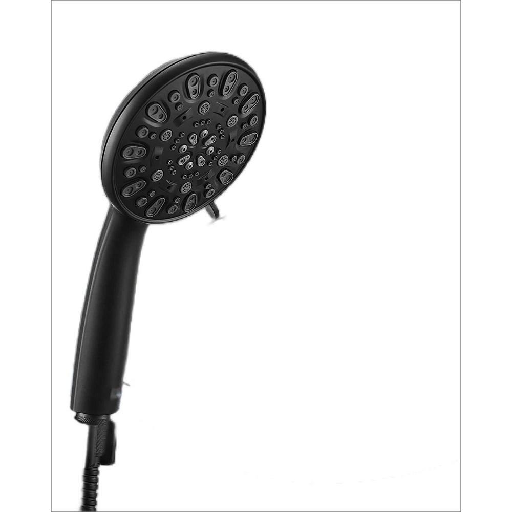 High Pressure Handheld Shower Head VMASSTONE 7-Spray Setting Showerhead Kit with 59" Stainless Steel Hose and Adjustable Mount for Showering Enjoyment Even at Low Water Flow (HM-002 Matte Black)