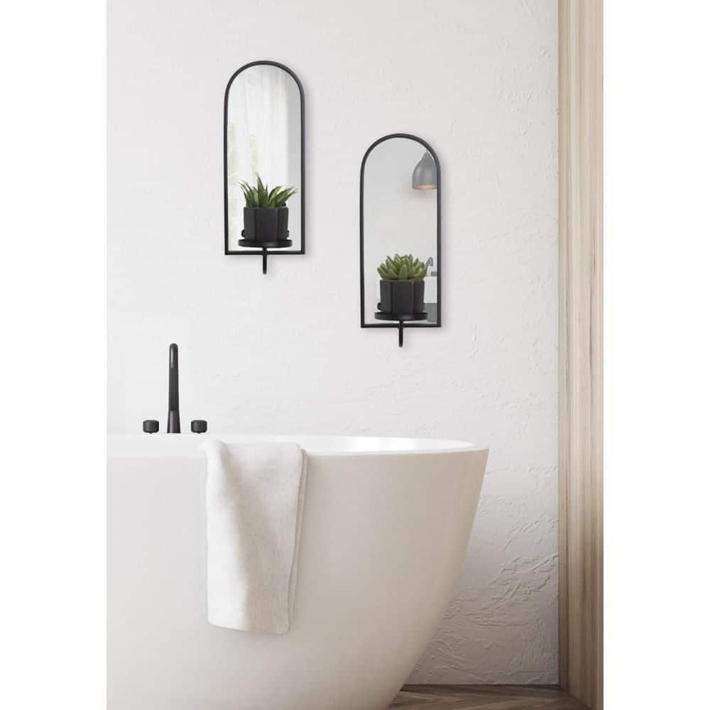Kate and Laurel Ezerin Arch Metal Wall Sconce, 6x5x16, Black