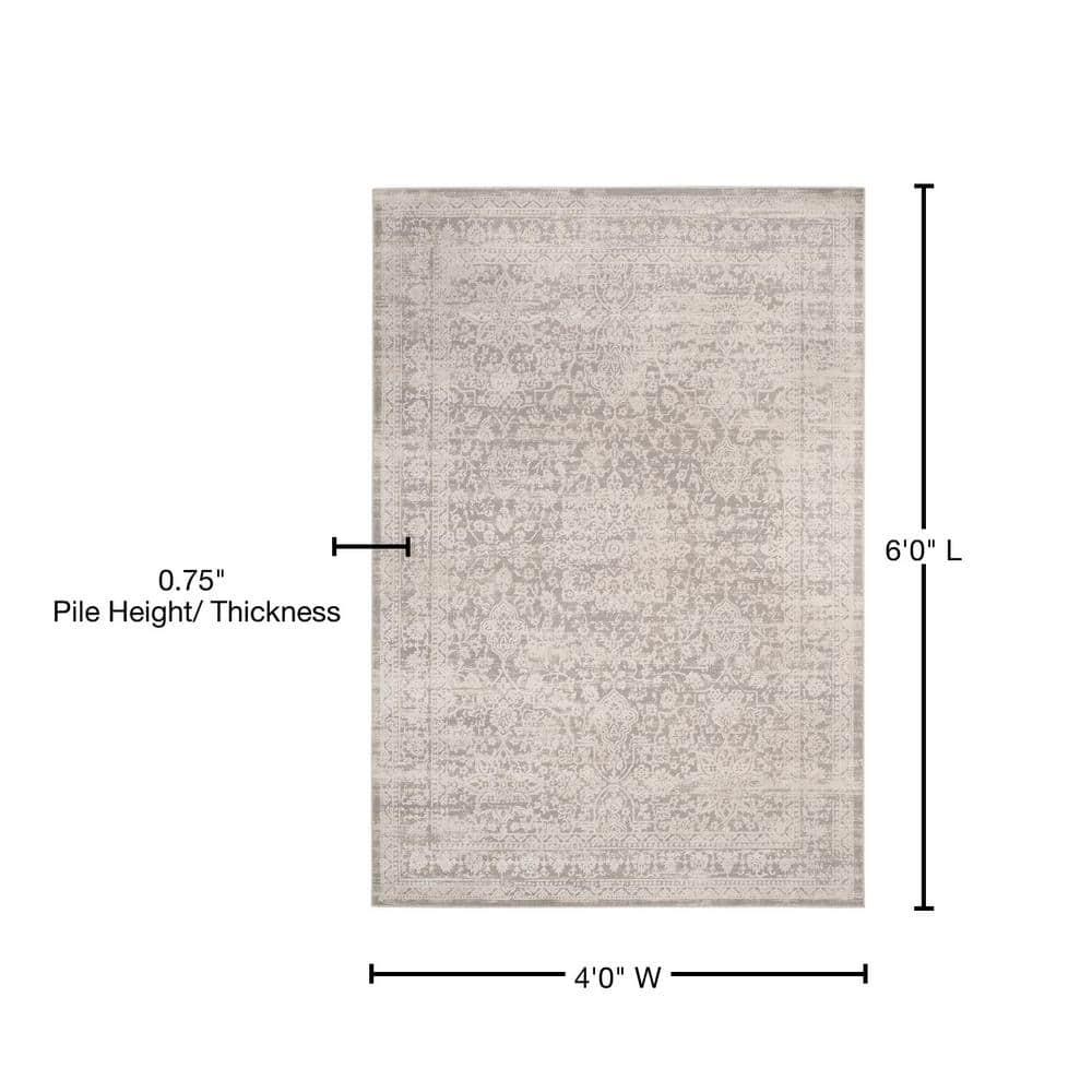 Princeton PRN712 Power Loomed Indoor Area Rug - Grey/Beige - 4'x6' - Safavieh.