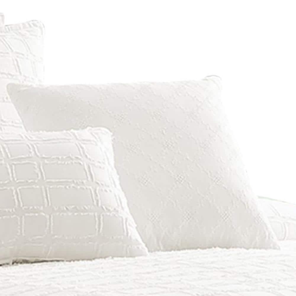 Benjara White Cotton Blend 6 Piece Comforter Set