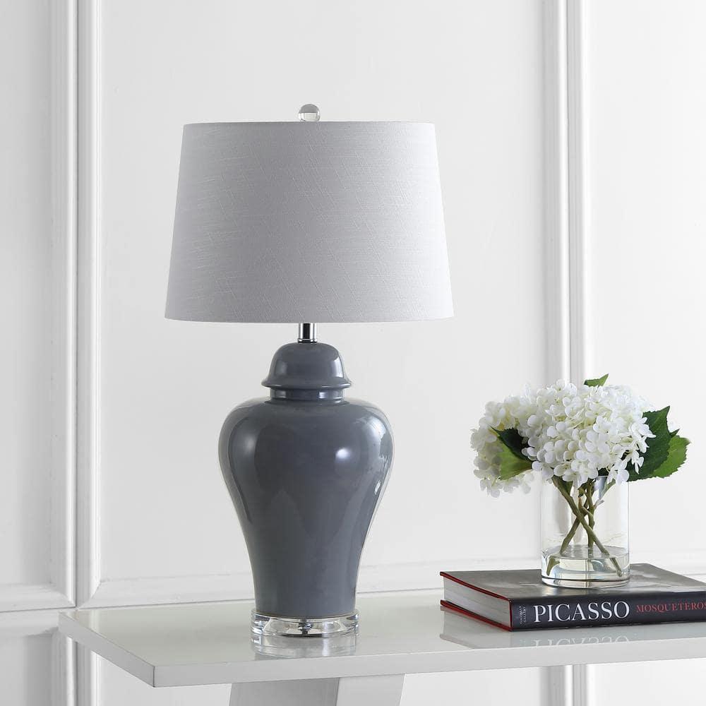 JONATHAN Y JYL4020A-SET2 Winnie 27" Ceramic Urn LED Table Lamp, Contemporary, Transitional for living room, dinning room, bedroom, office Bulb Included, Grey (Set of 2)