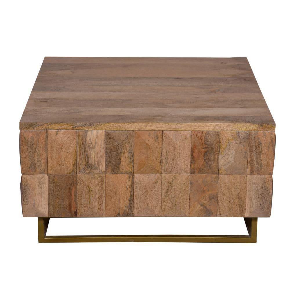 The Urban Port 33" Lift Top Storage Trunk Coffee Table Square Mango Wood Natural Brown