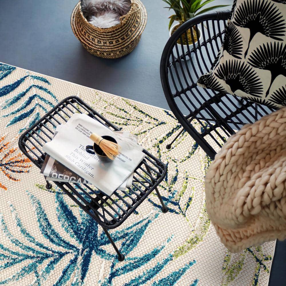 World Rug Gallery Bahama Palm Frond Floral Indoor/Outdoor Area Rug - Multi 5' x 7'