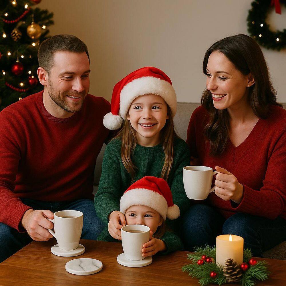 Mercer41 Raniyha Marble Round Coaster 4-Pack