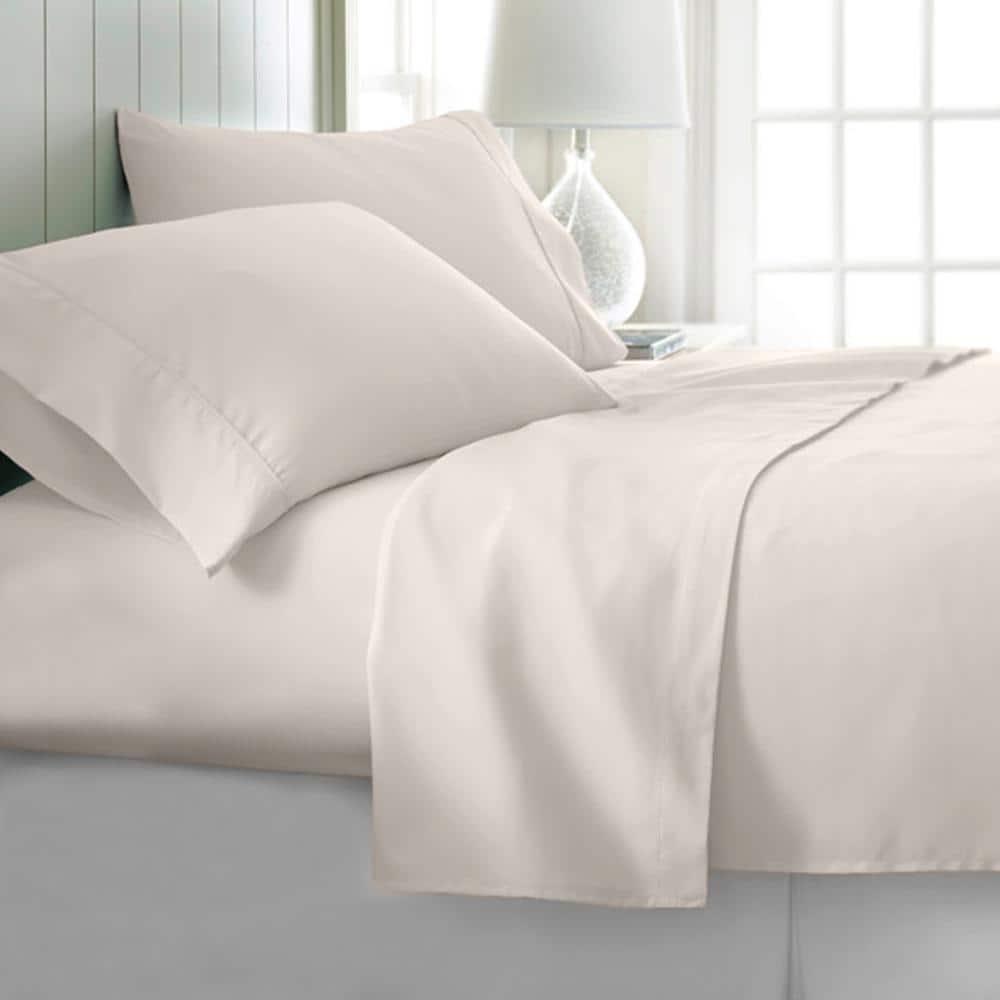 Ivory Full Double Brushed Microfiber 4-Piece Sheet Set