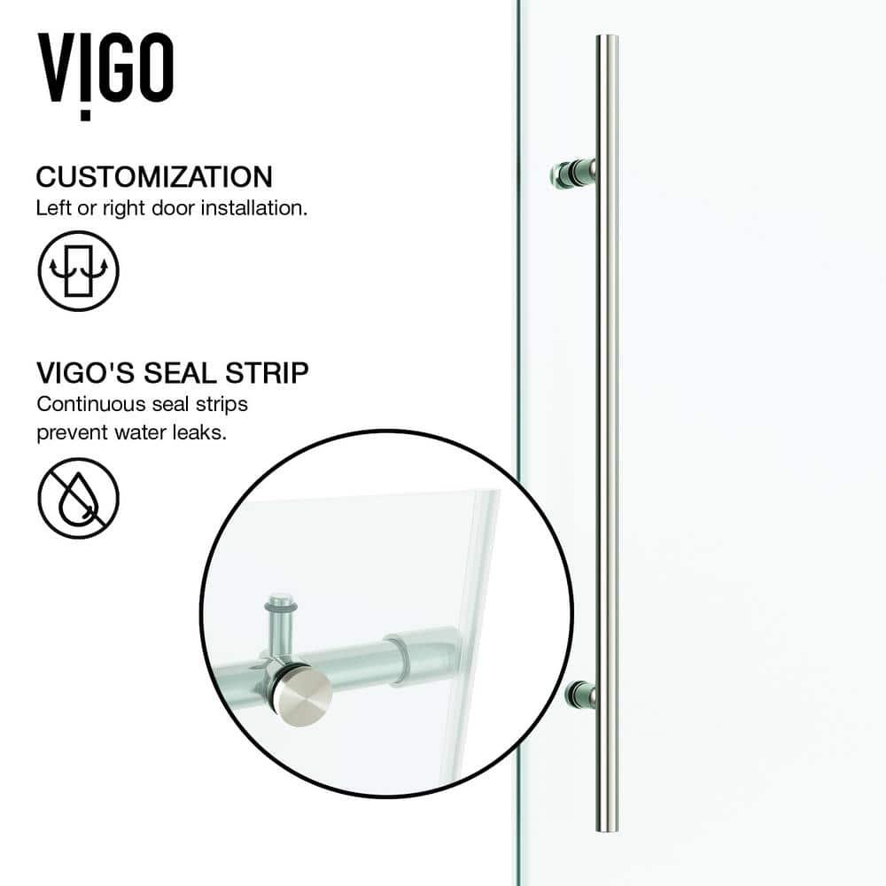 Elan E-Class 44-48" W x 76" H Sliding Frameless Shower Door with 3/8" Clear Glass