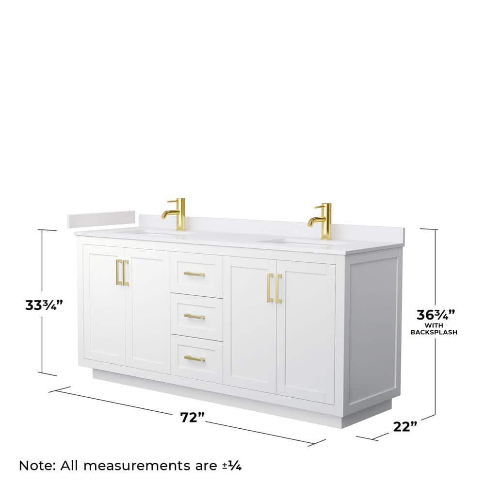Wyndham Collection Miranda 72" Freestanding Double Bathroom Vanity with Cultured Marble Top with 70" Mirror | Wayfair