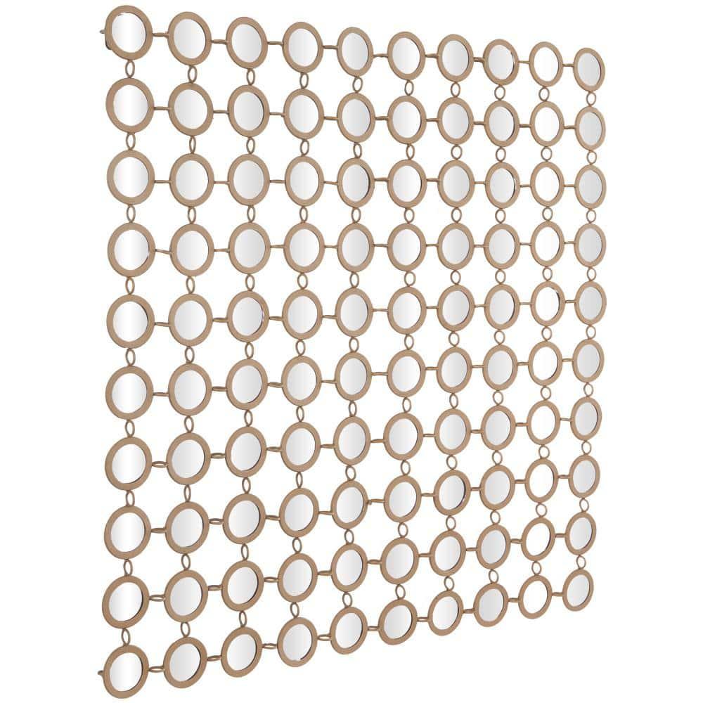 DecMode 40" x 40" Gold Geometric Wall Mirror with Grid Pattern