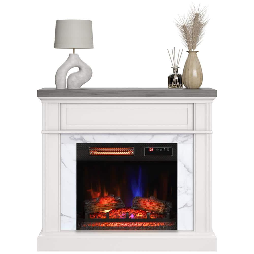 duraflame Wall Mantel Electric Fireplace, Bright White