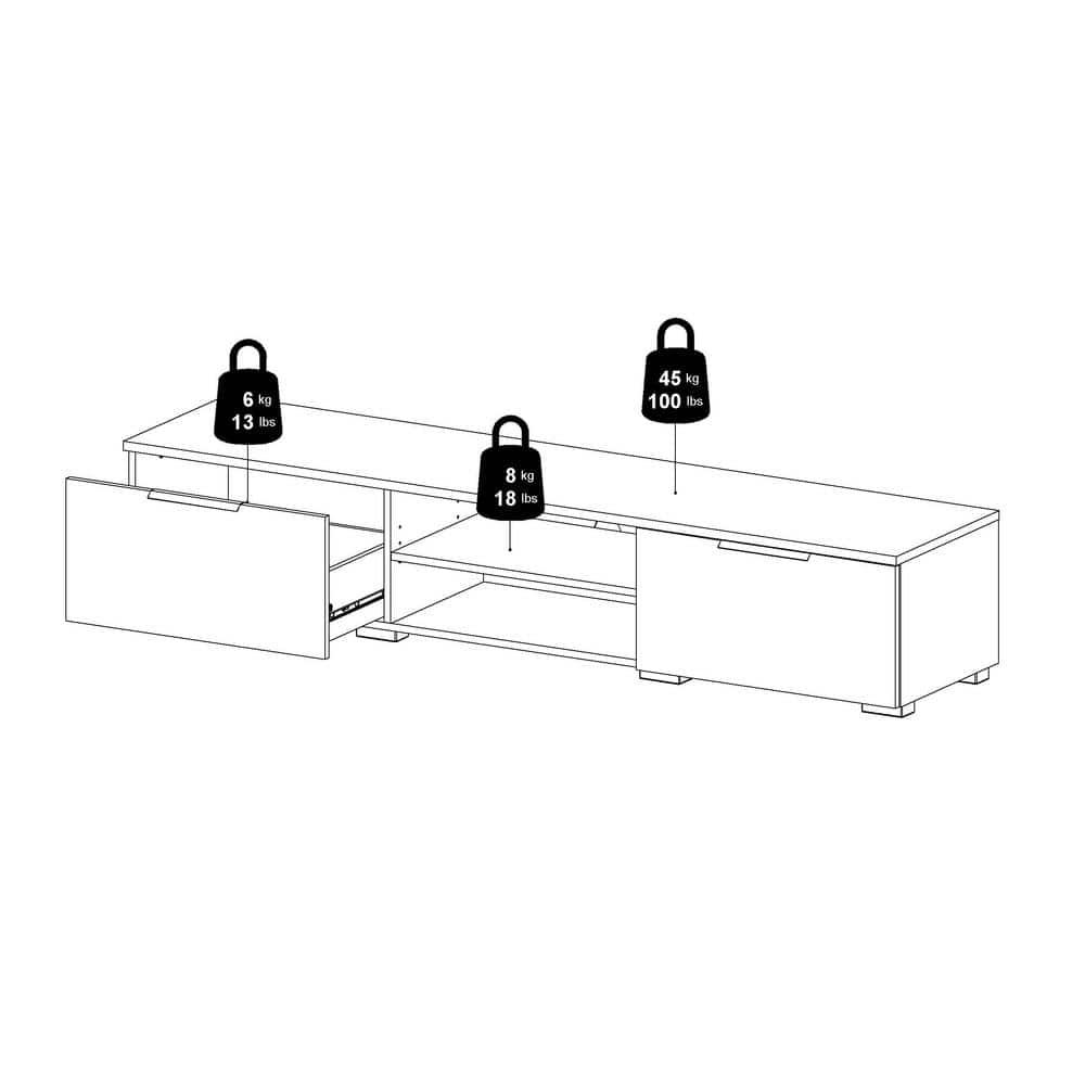 2 Drawer 2 Shelf TV Stand in Brown - Tvilum