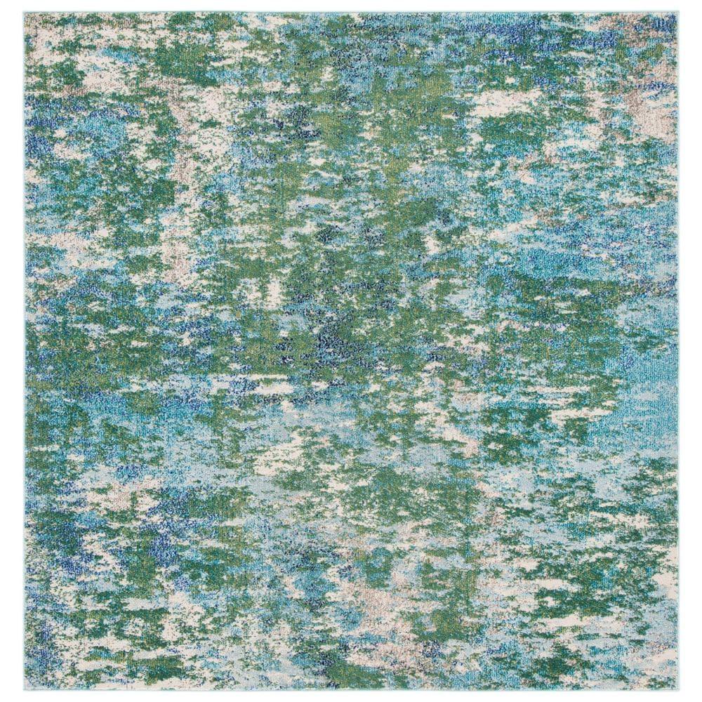 Madison MAD471 Power Loomed Indoor Area Rug - Green/Turquoise - 6'7"x6'7" - Safavieh