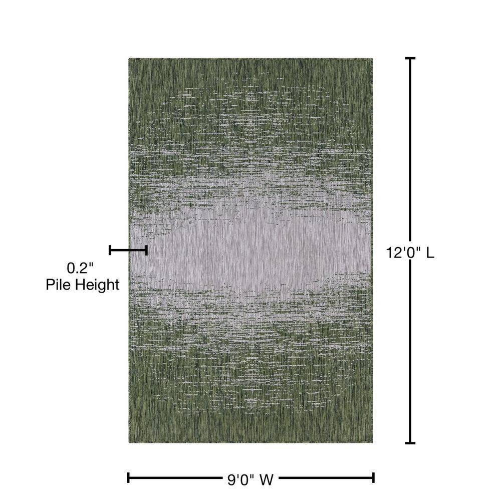 Unique Loom 9' 0 x 12' 2 Rectangle Indoor/Outdoor Modern Green Area Rug