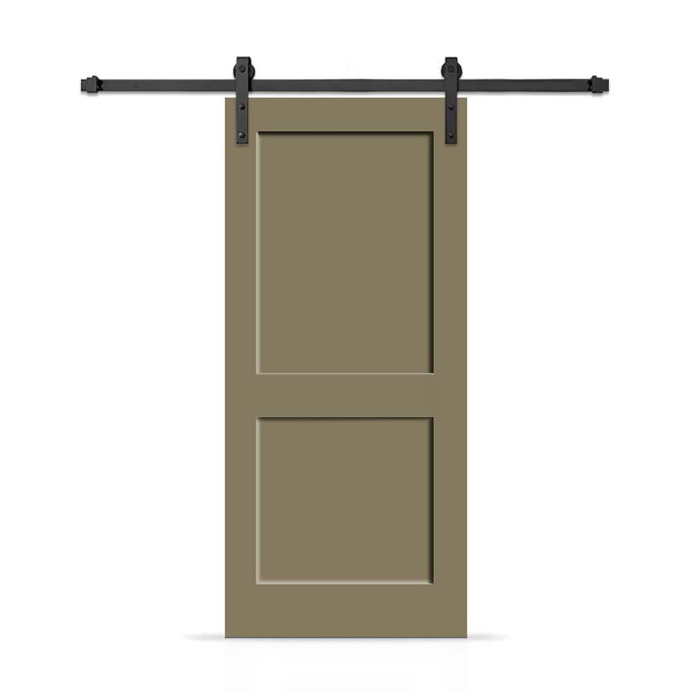 Calhome 2 Panel Shaker Painted Composite Modern Interior Sliding Barn Door with Hardware Kit