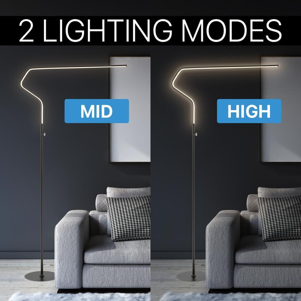 JONATHAN Y JYL7020B Julian 65.25" Integrated LED Metal Floor Lamp, Minimalistic, Modern, Contemporary for living room, dinning room, bedroom, office, Black