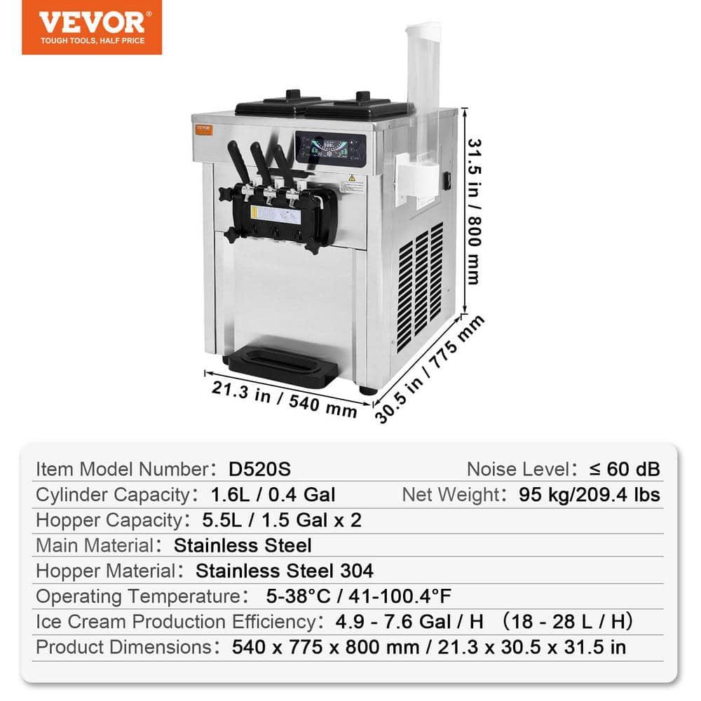 VEVOR VEVOR Soft Serve Ice Cream Machine Maker