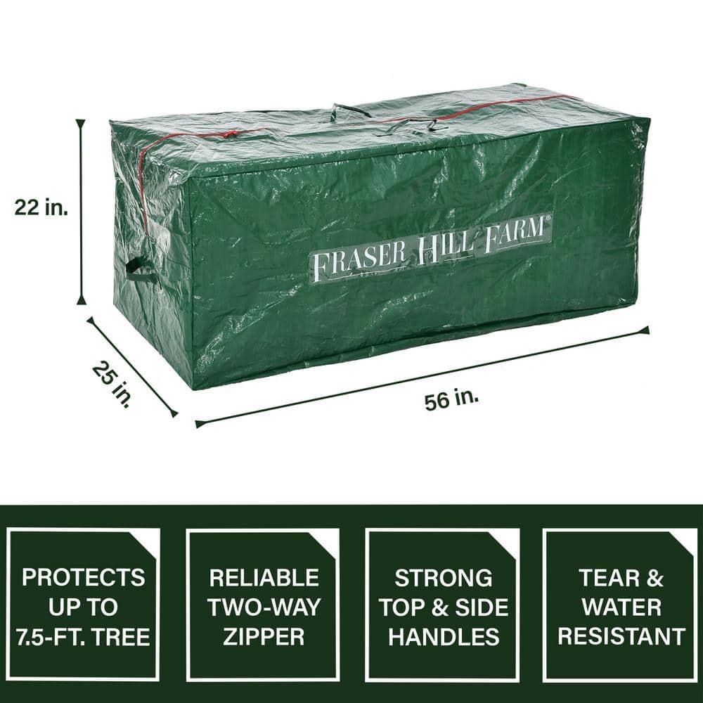 Fraser Hill Farm Christmas Tree Heavy Duty Storage Bag for Disassembled Artificial Trees up to 7.5 Feet Tall