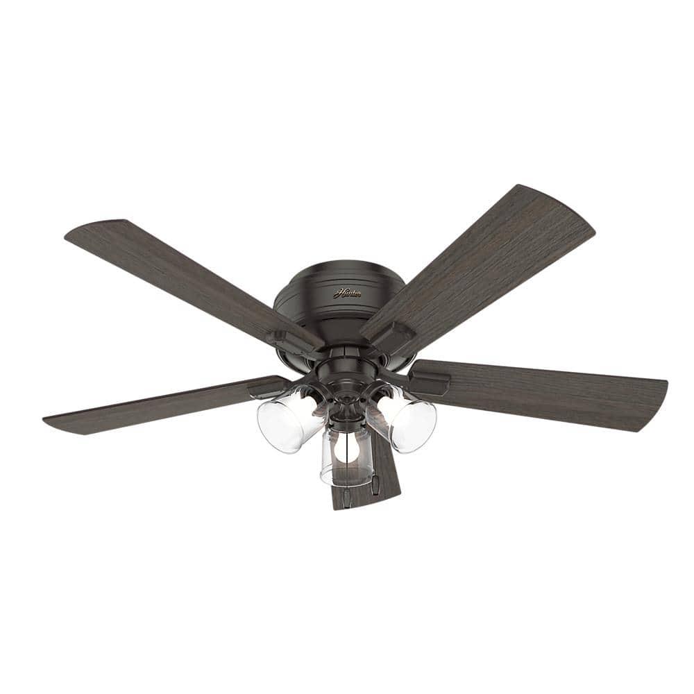 52" Crestfield 5 - Blade Flush Mount Ceiling Fan with Lights and Pull Chains