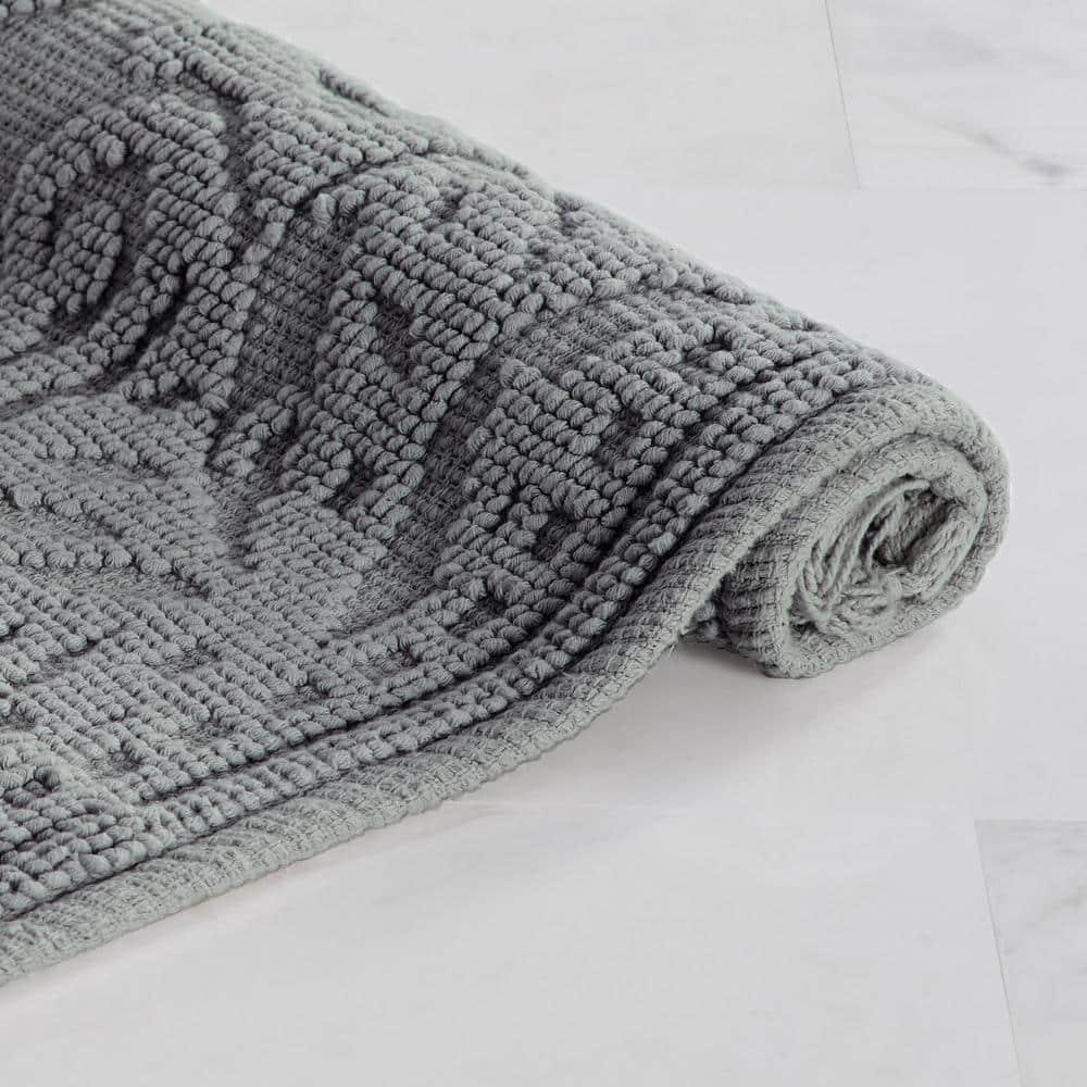 Jean Pierre Ricardo Cotton Fringe 2-Piece Bath Rug Set, Dark Grey