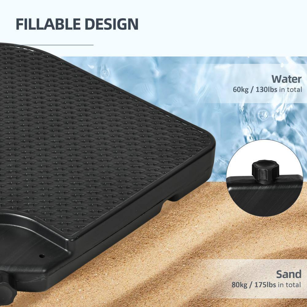 Outsunny 175 lb Black Plastic Patio Umbrella Base, Waterproof(4 Count)