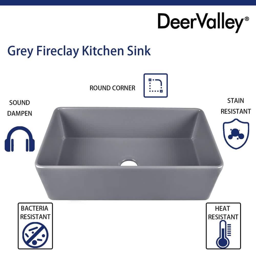 Grove 33" L X 18" W Rectangular Single Bowl Fireclay Farmhouse Kitchen Sink with Grid and Strainer