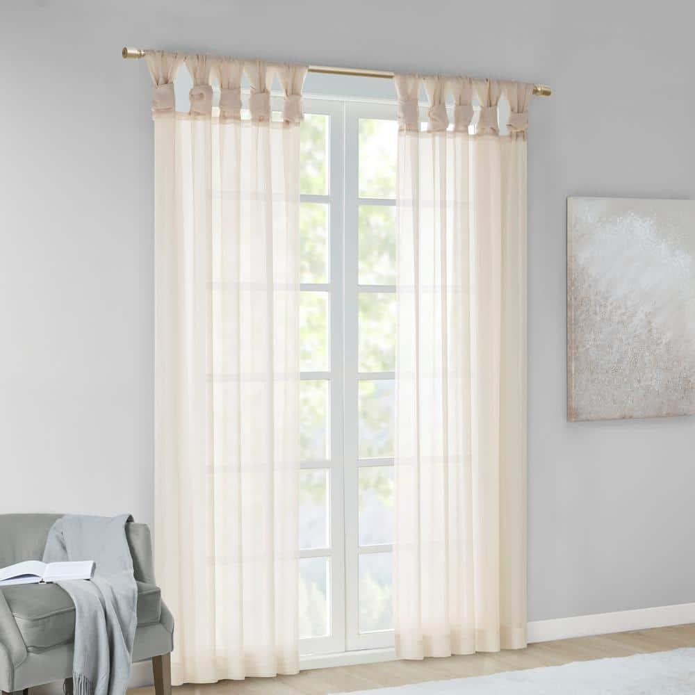 Madison Park Ceres Twisted Tab Voile Sheer Window Pair in Ivory 84" Panel