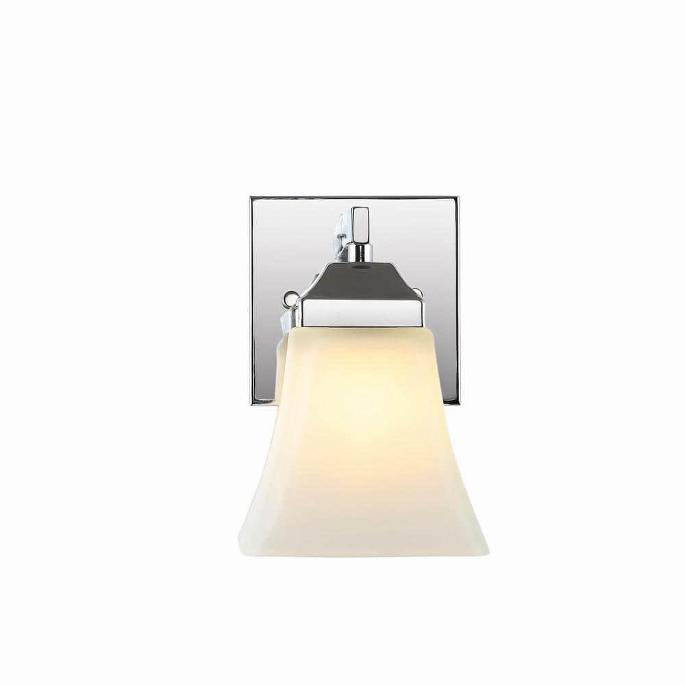 Staunton Chrome Polished 7.75" LED Vanity Light with Frosted Glass Shade