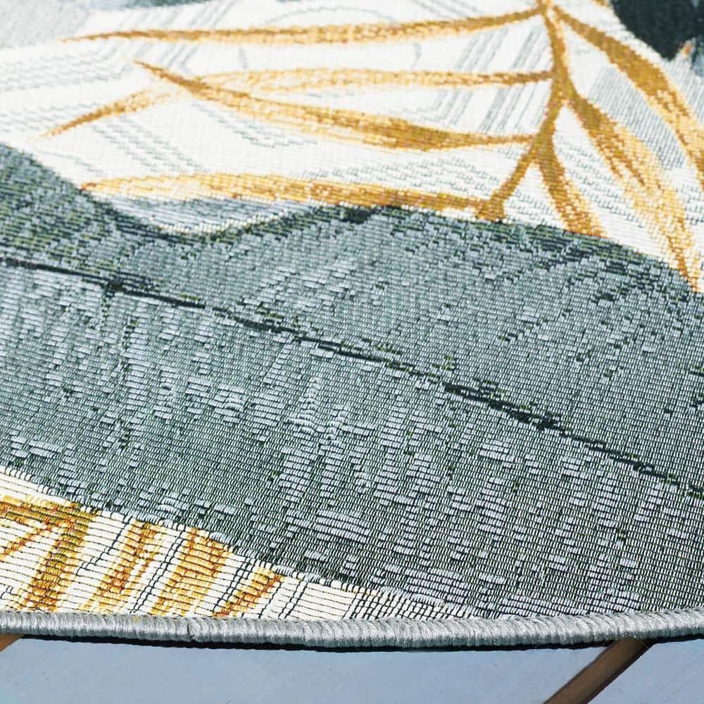 Barbados BAR524 Power Loomed Indoor/Outdoor Area Rug - Gray/Gold - 8' round - Safavieh.