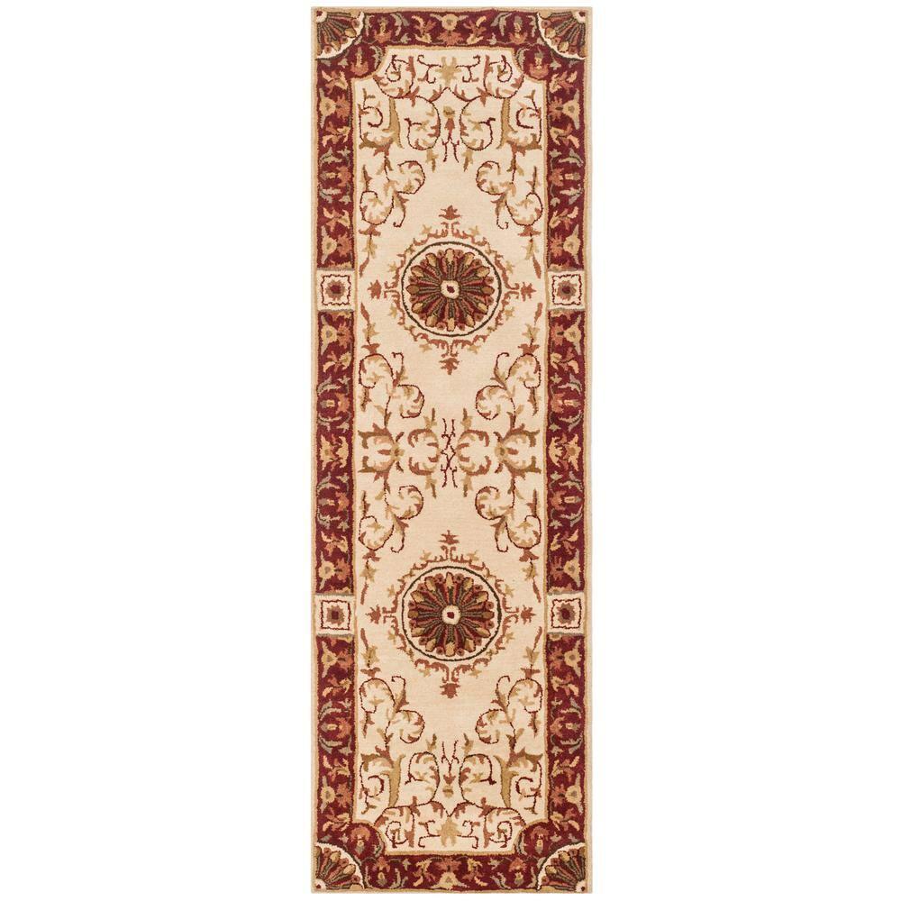 Empire EM459 Hand Tufted Indoor Runner - Ivory/Red - 2'6"x8' - Safavieh
