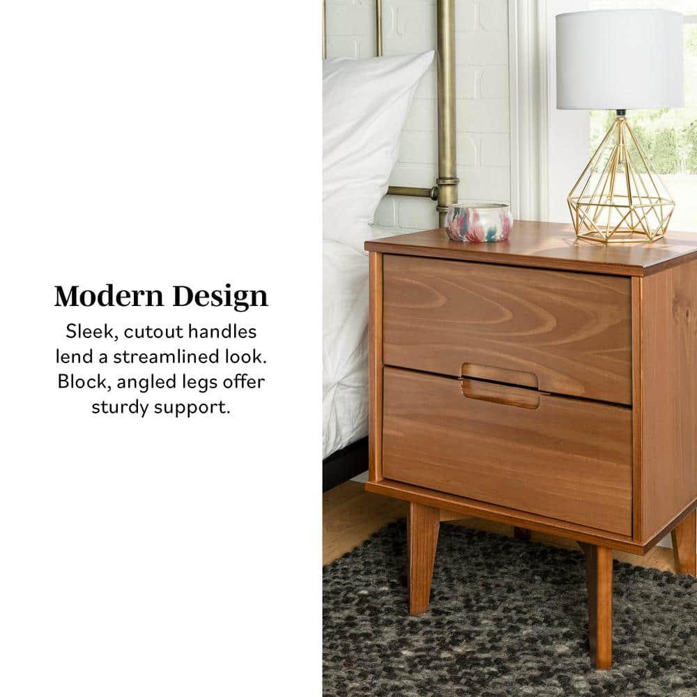 Mags Solid Wood Groove 2-Drawer Nightstand