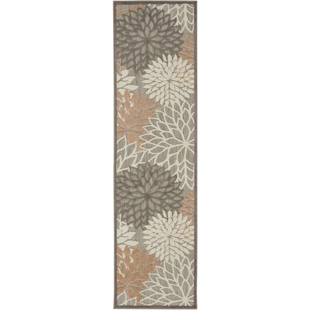 Nourison Aloha Floral Bloom Flatweave High-Low Indoor Outdoor Runner Rug Natural 2' x 6'