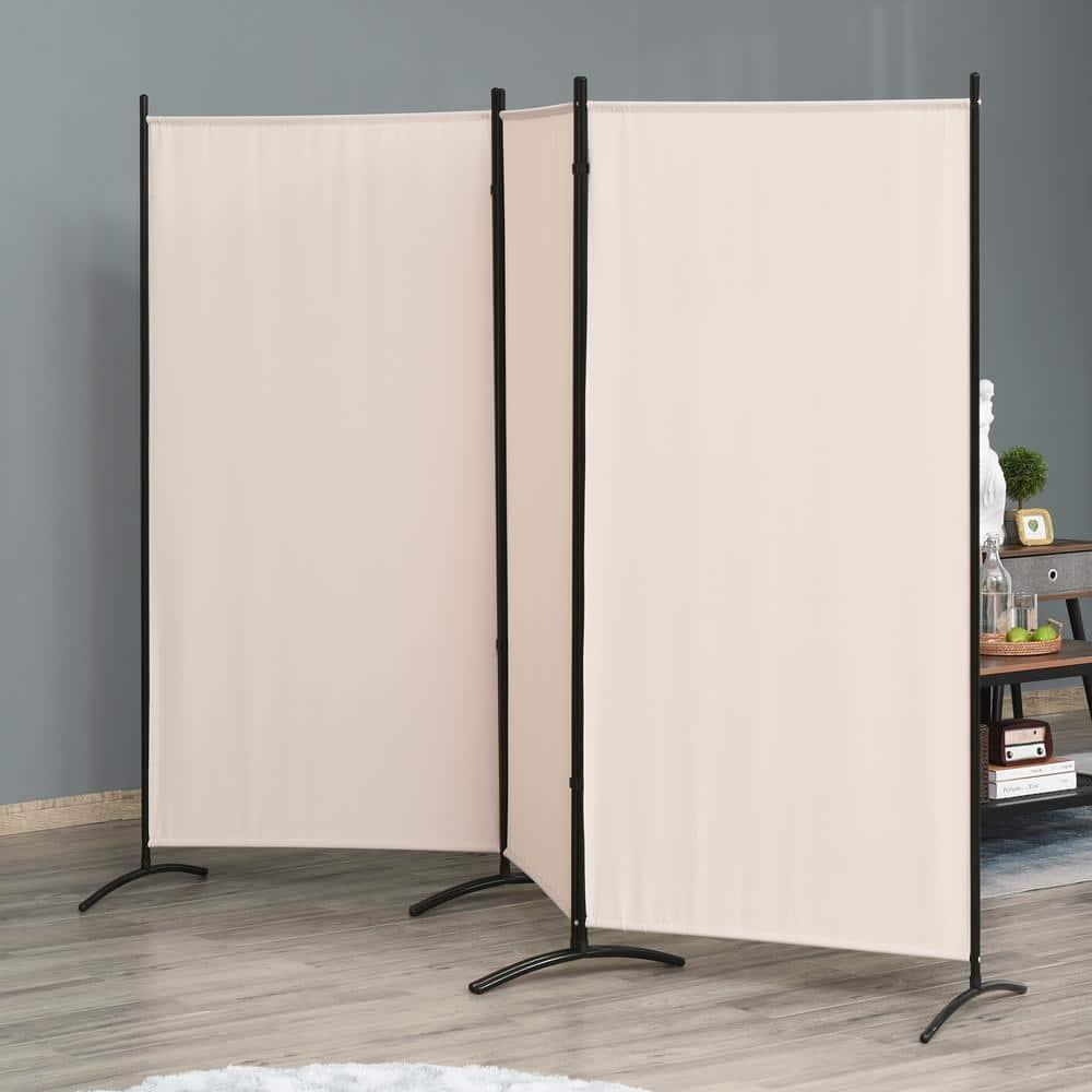 HOMCOM 3-Panel Room Divider Folding Privacy Screen Separator Partition Wall for Indoor Bedroom Office 100" x 72" Beige