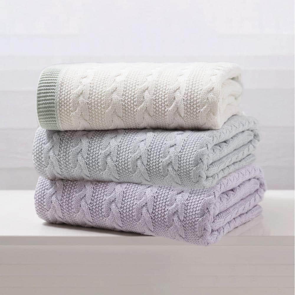 Cozy Classics Aromatherapy Peppermint Cable Knit Throw Blanket by