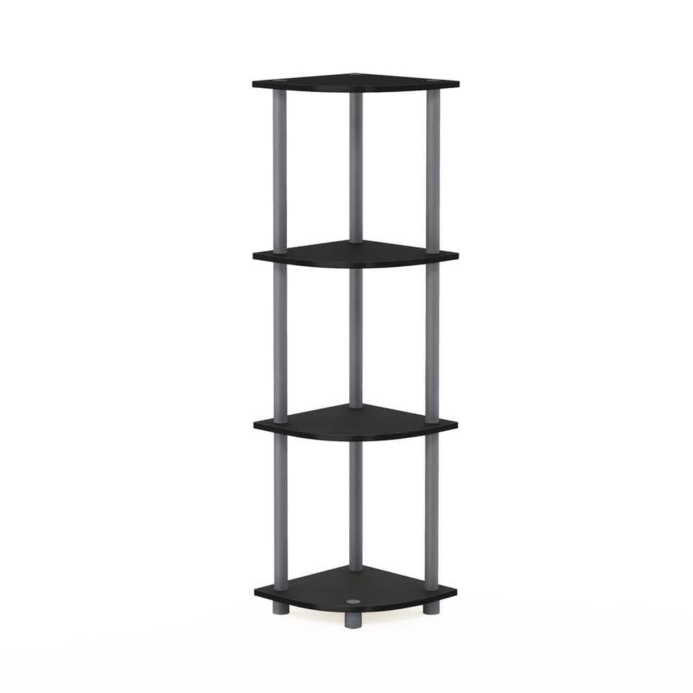 Furinno Durable 11.6 W x 11.6 D x 43.5 H 4-Shelf Freestanding Shelving Unit, Black and Gray