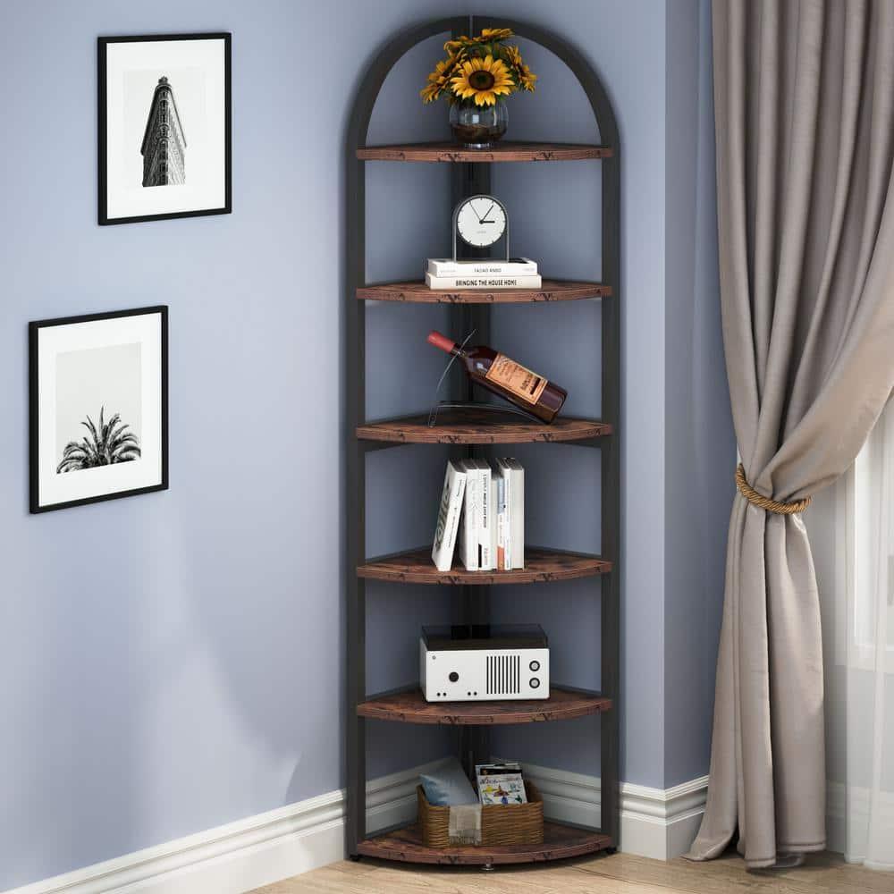 Hommoo 6-Tier Corner Shelf, 71 inch Tall Corner Bookshelf for Small Space