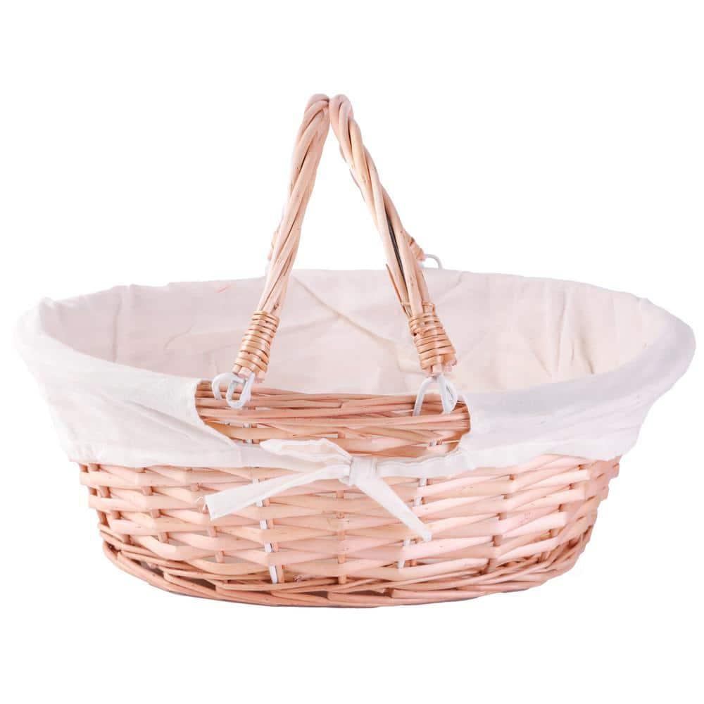 Quickway Imports Wicker Willow Picnic Basket with Double Drop - Down Handles