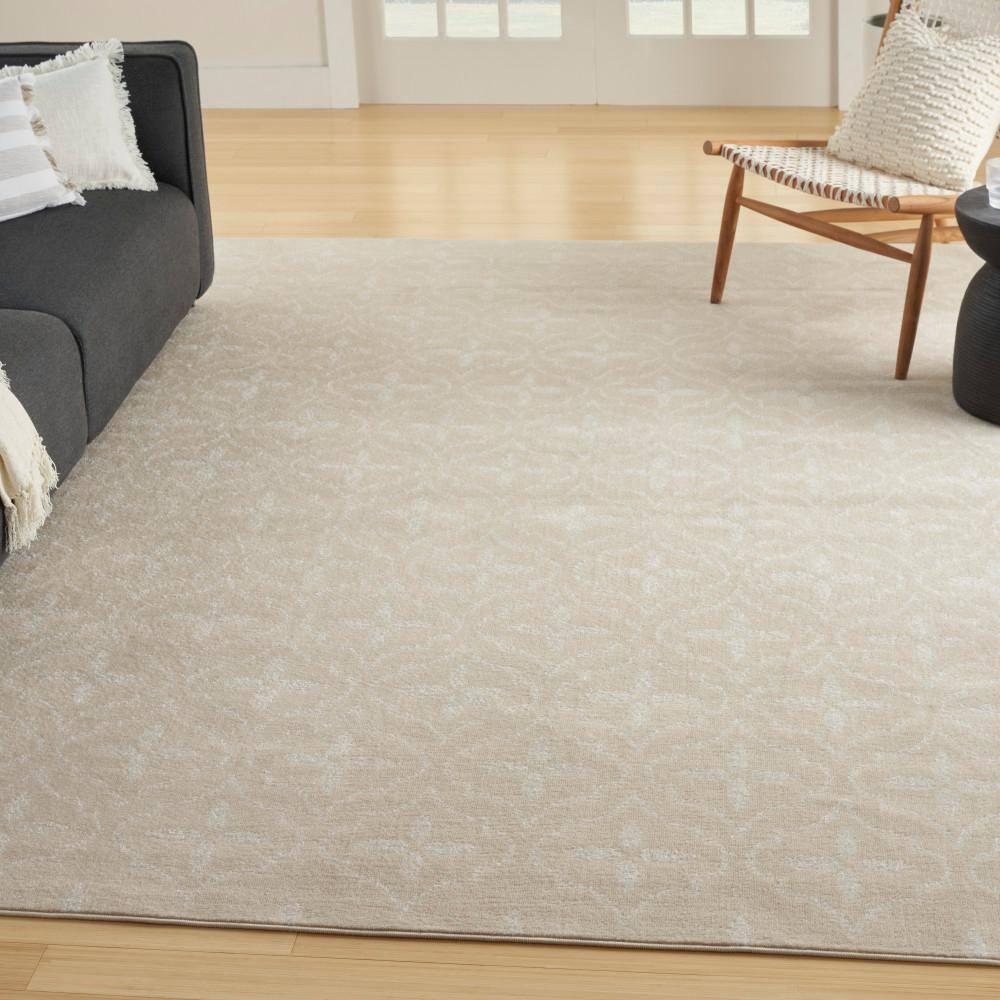 Nourison Essentials Moroccan Modern Indoor Outdoor Rug Ivory Beige 6' x 9'