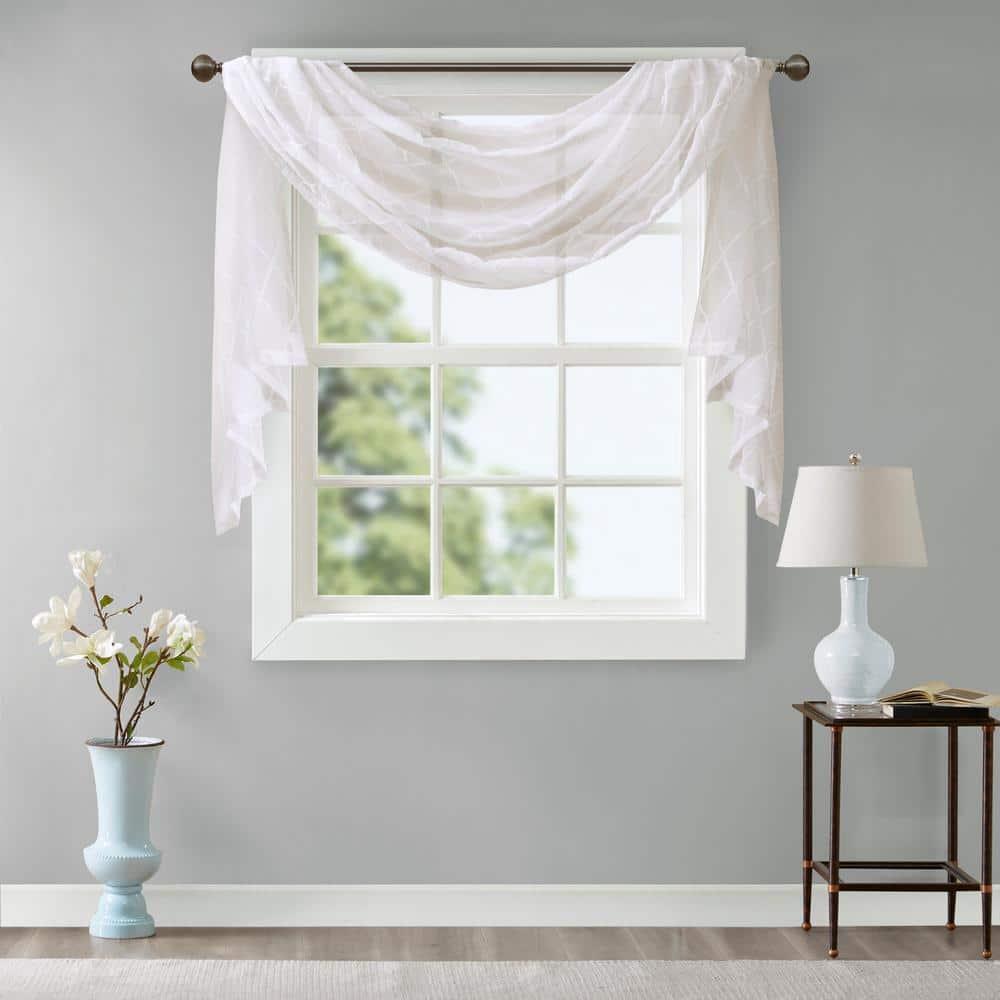 Madison Park Irina Solid Sheer Embroidered Window Scarf